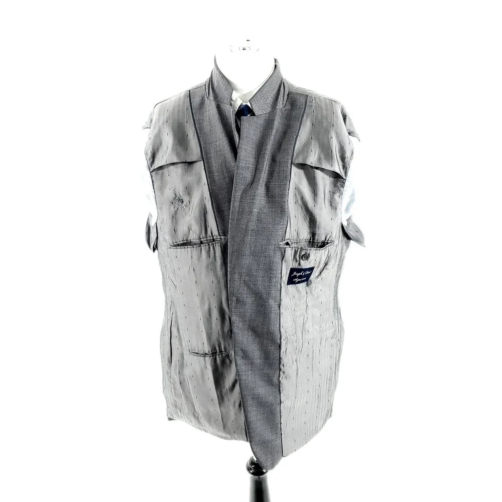 DAMAGED Joseph & Feiss Super 100s Wool 2 Button Blazer 44R Or Slim 46R Gray Shar
